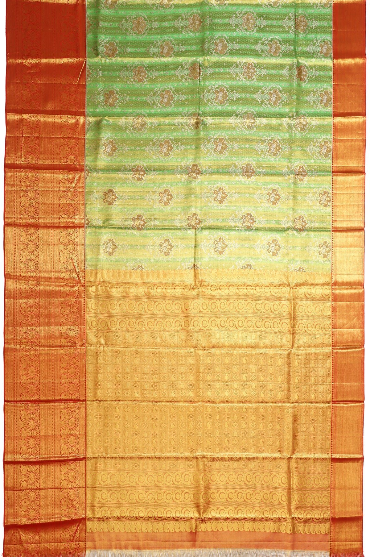 Parrot Green Kanchipuram Tissue Silk Saree - Image 4