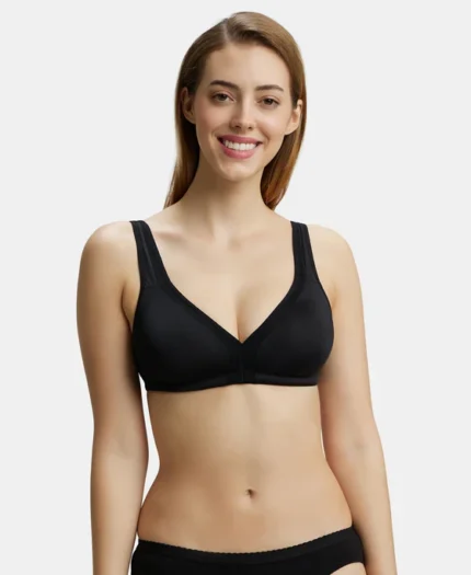 Black Soft Touch Microfiber Elastane Stretch Full Coverage Everyday Bra