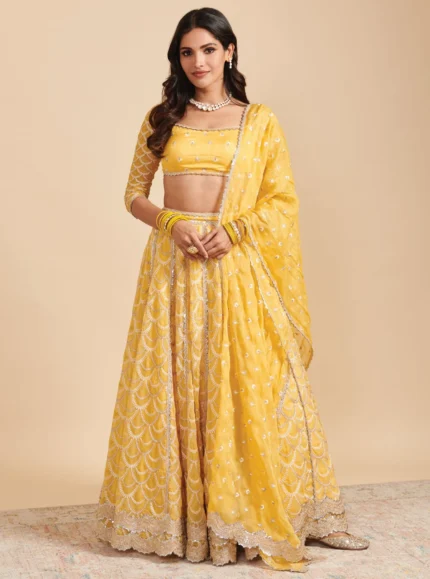 Morni Organza Yellow Lehenga