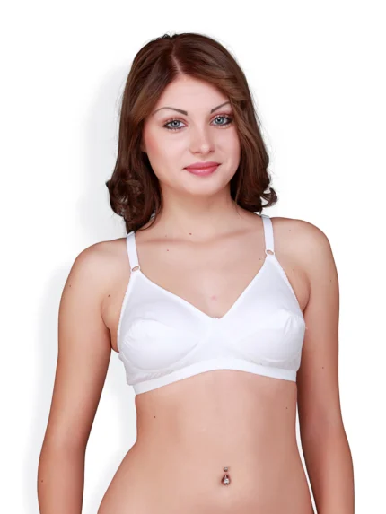 White Non-Wired Flora Cotton Full-Coverage Bra