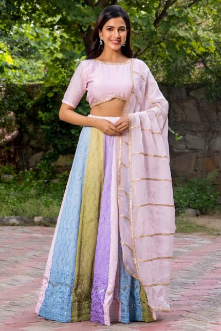 Multi-Colored Georgette Lehenga Set