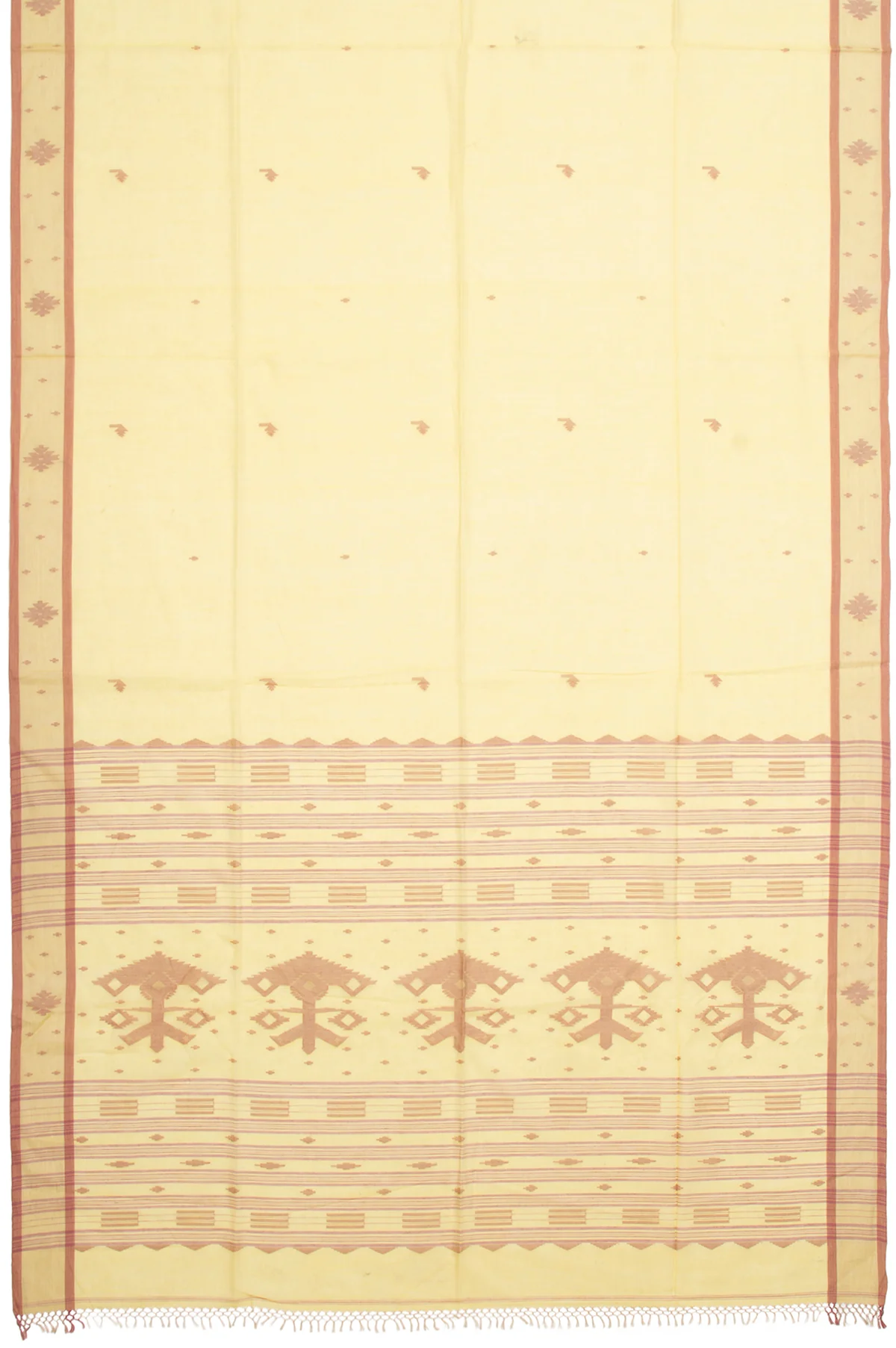 Neon Yellow Bengal Jamdani Saree - Image 6