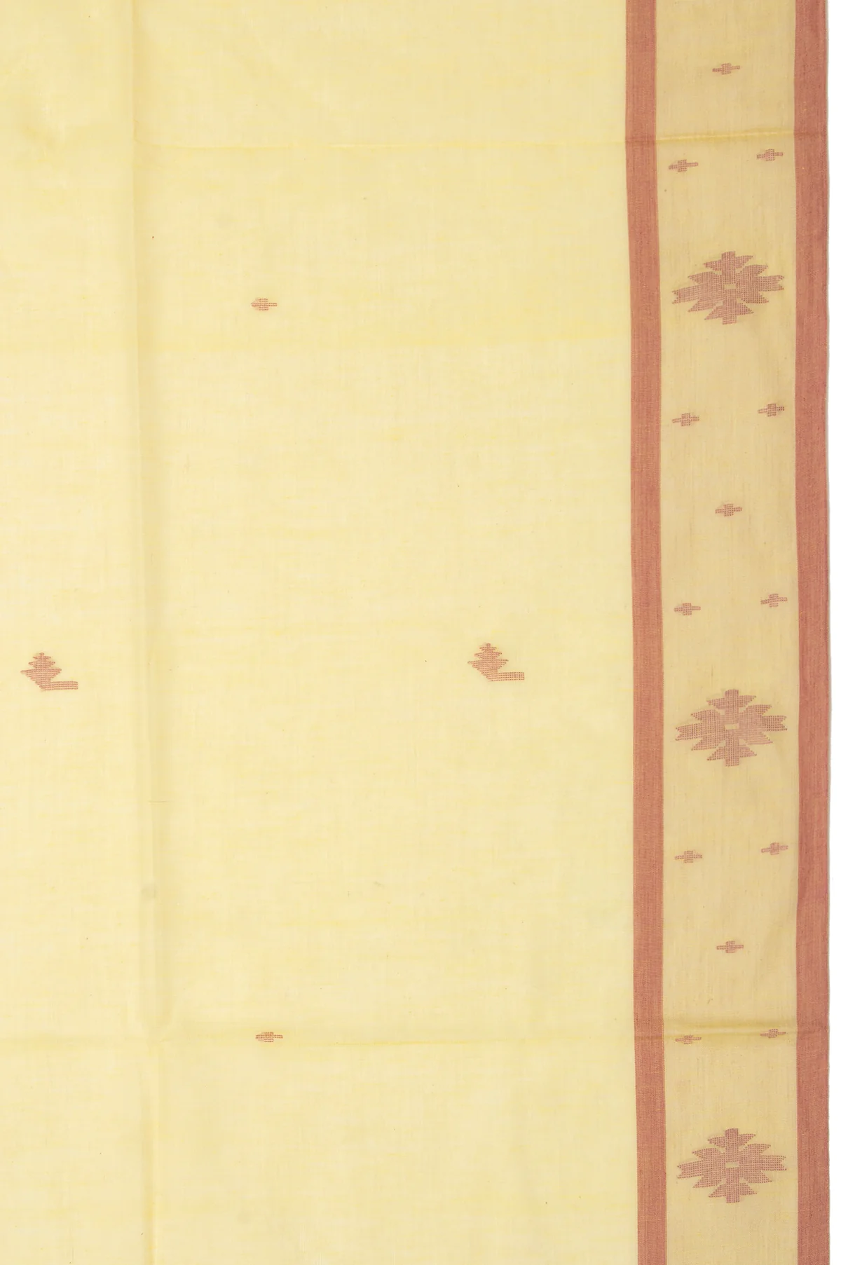 Neon Yellow Bengal Jamdani Saree - Image 4