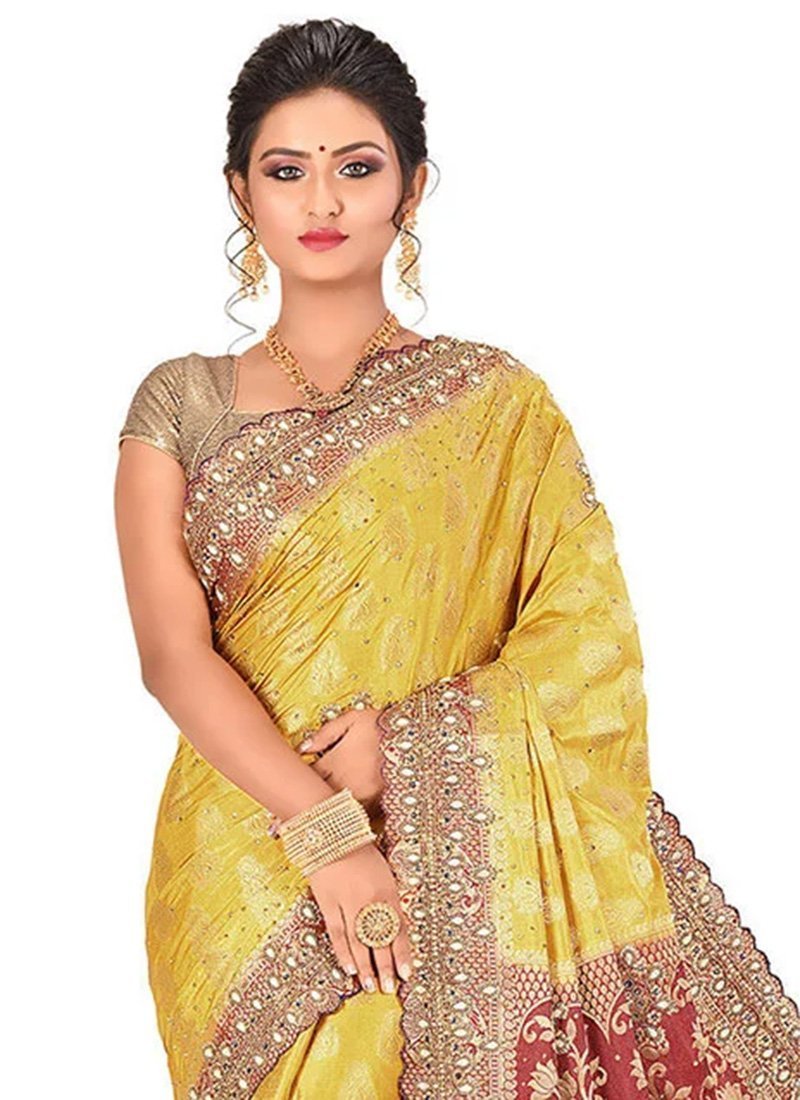 Yellow Art Silk Kancheepuram Saree Festive Wear - Image 2