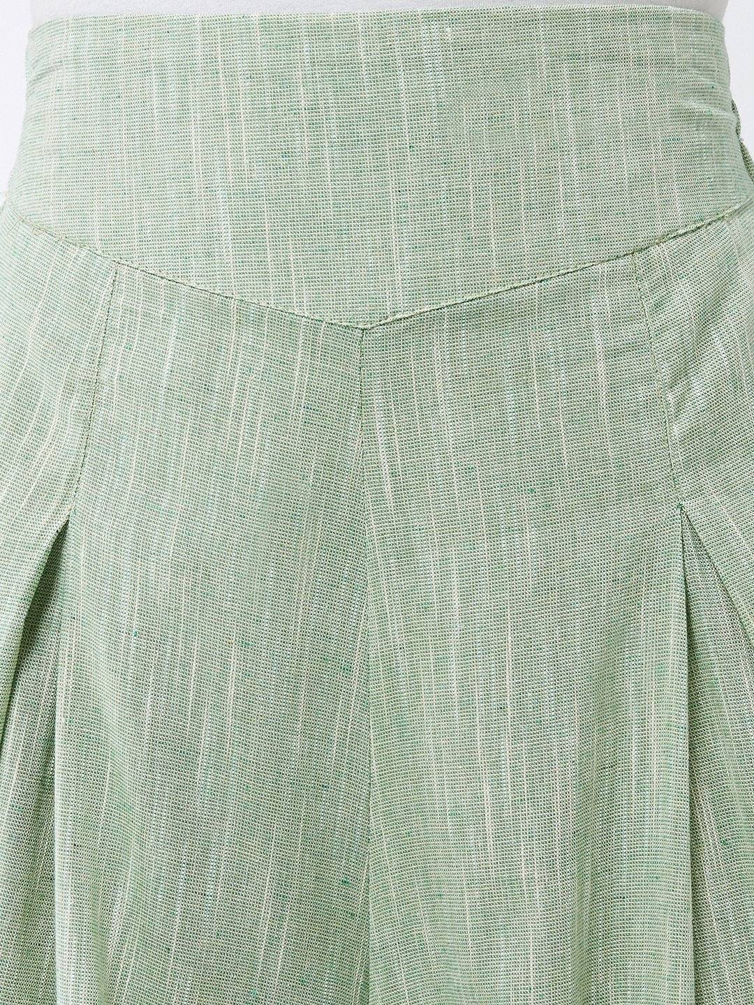 Green Smart Casual Handloom Palazzo - Image 7