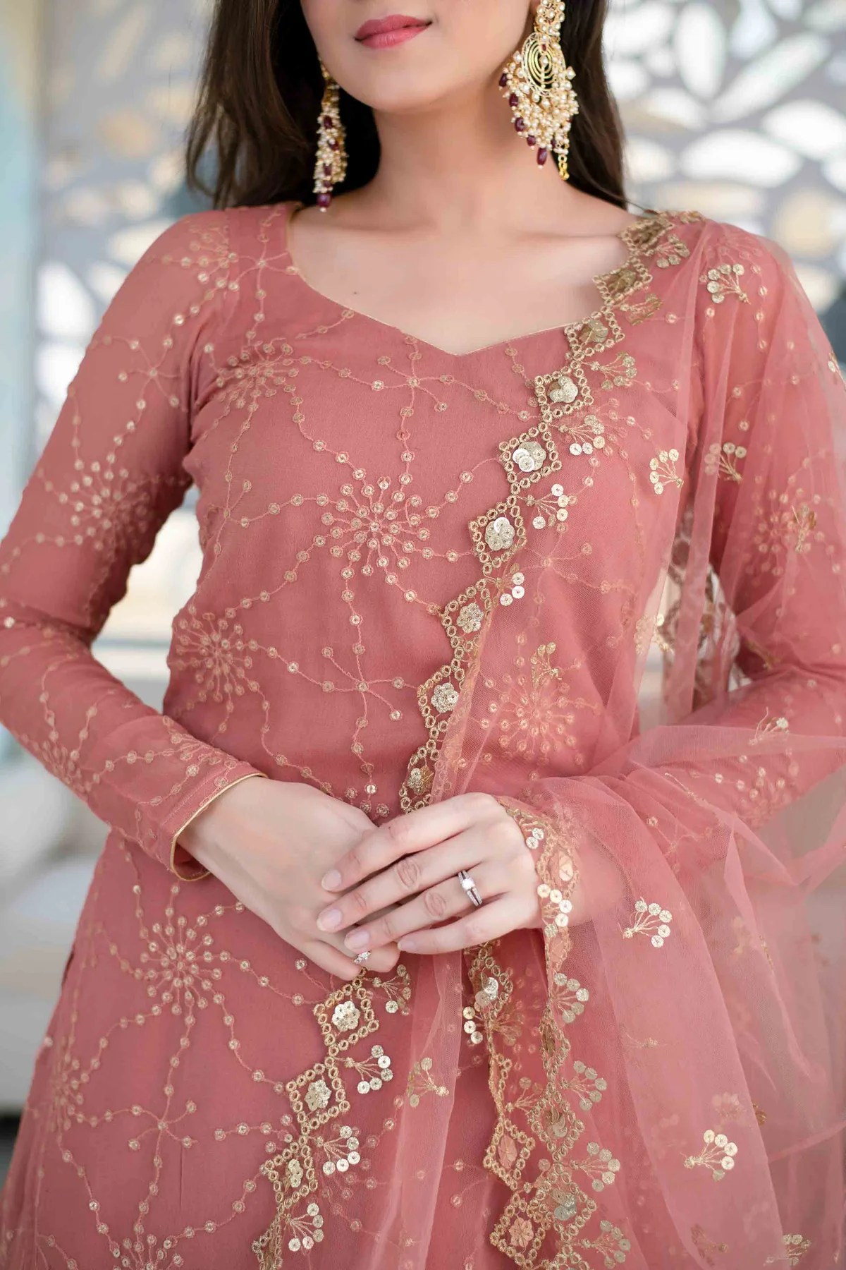 Mauve Long Kurta With Lehenga - Image 7