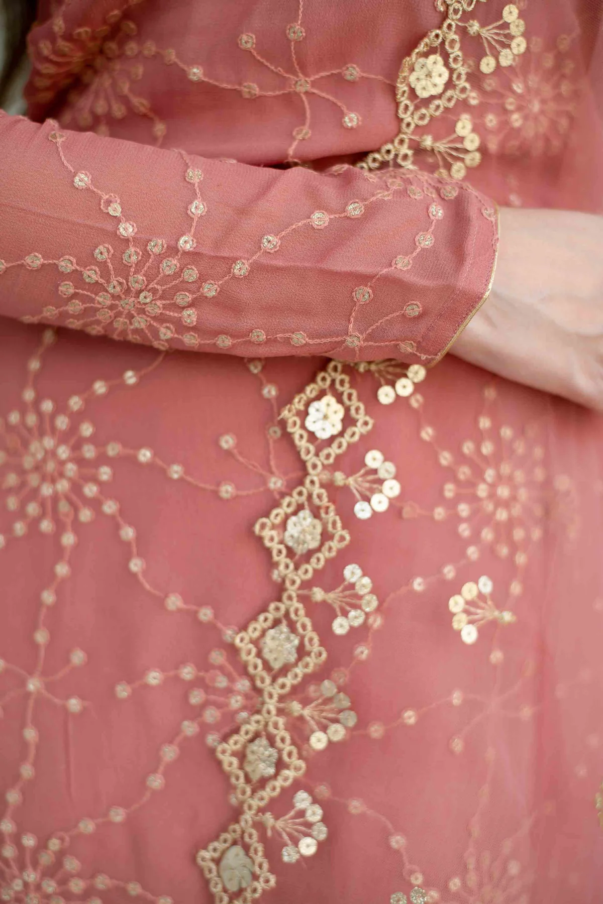 Mauve Long Kurta With Lehenga - Image 8