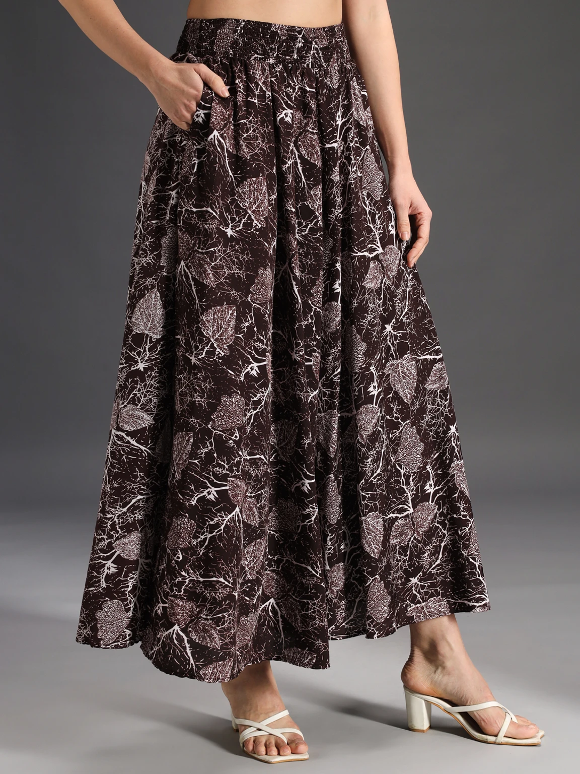 Women Flared Brown, Grey, White Viscose Rayon Palazzos - Image 2