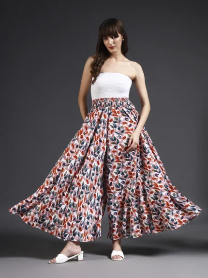 Women Flared Multicolor Viscose Rayon Palazzos