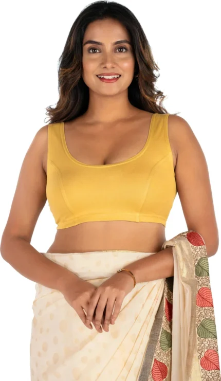 Mustard Yellow U-Neck Women Blouse