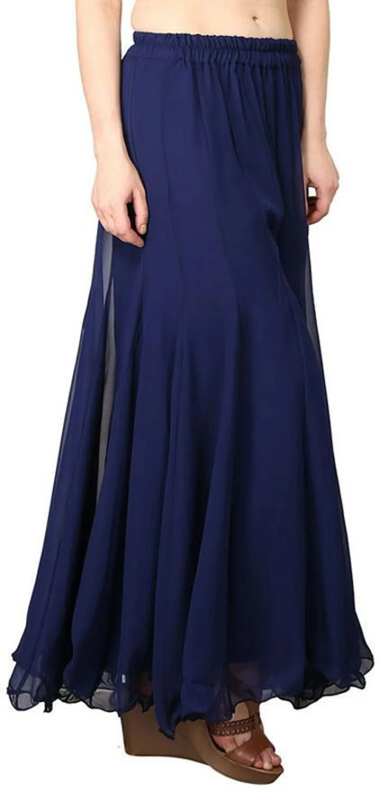 Women Flared Red Georgette Trousers - Image 4