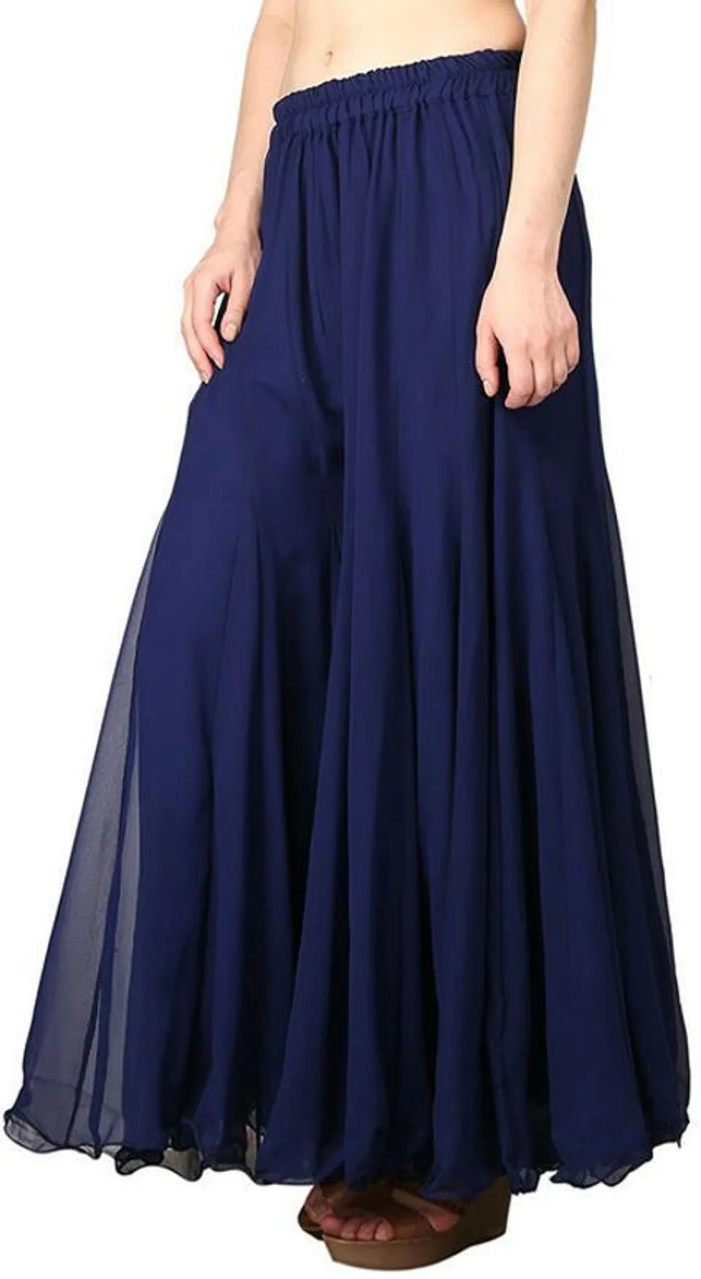 Women Flared Red Georgette Trousers - Image 5
