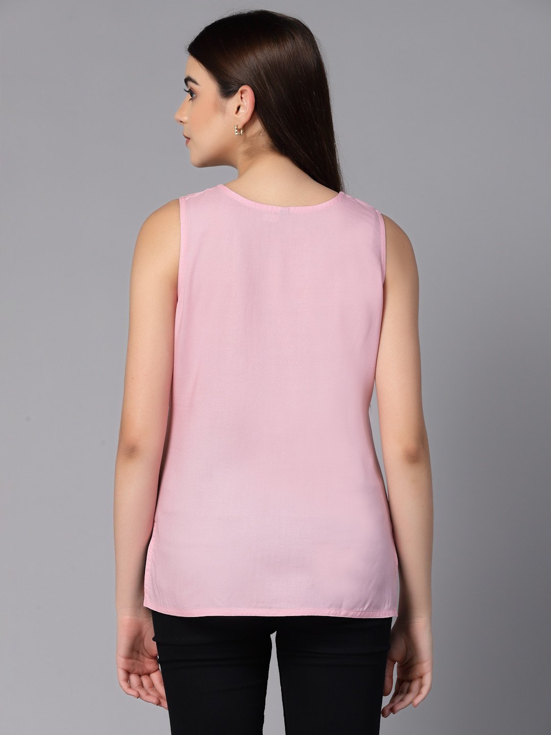 Nadia Kashmiri Light Pink Sleeveless Kurti - Image 4