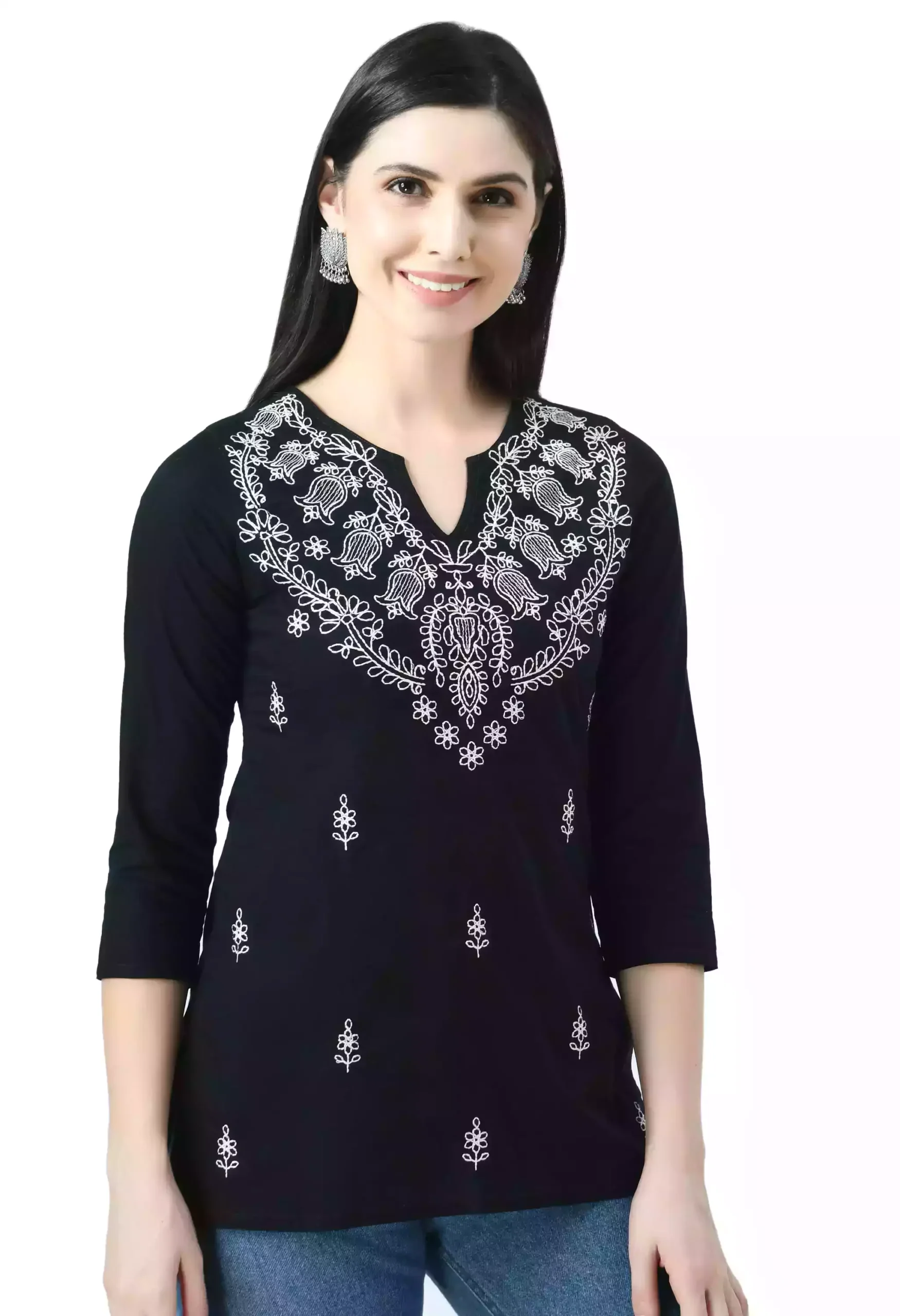 Black Chikankari Short Kurti - Image 2