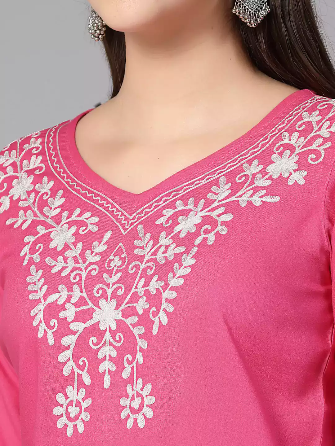 Pink Resham Work Short Kurti - Image 2