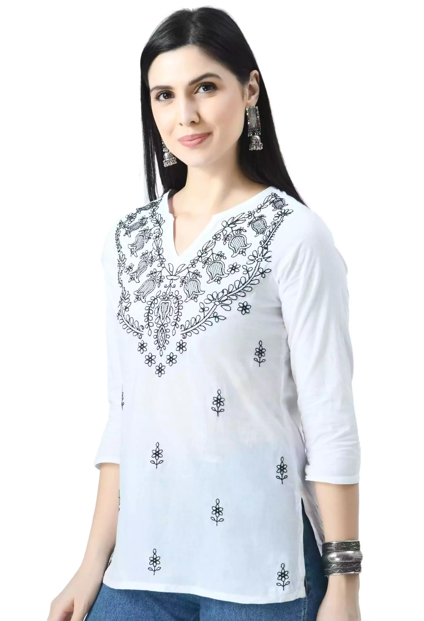 White Chikankari Short Kurti - Image 6