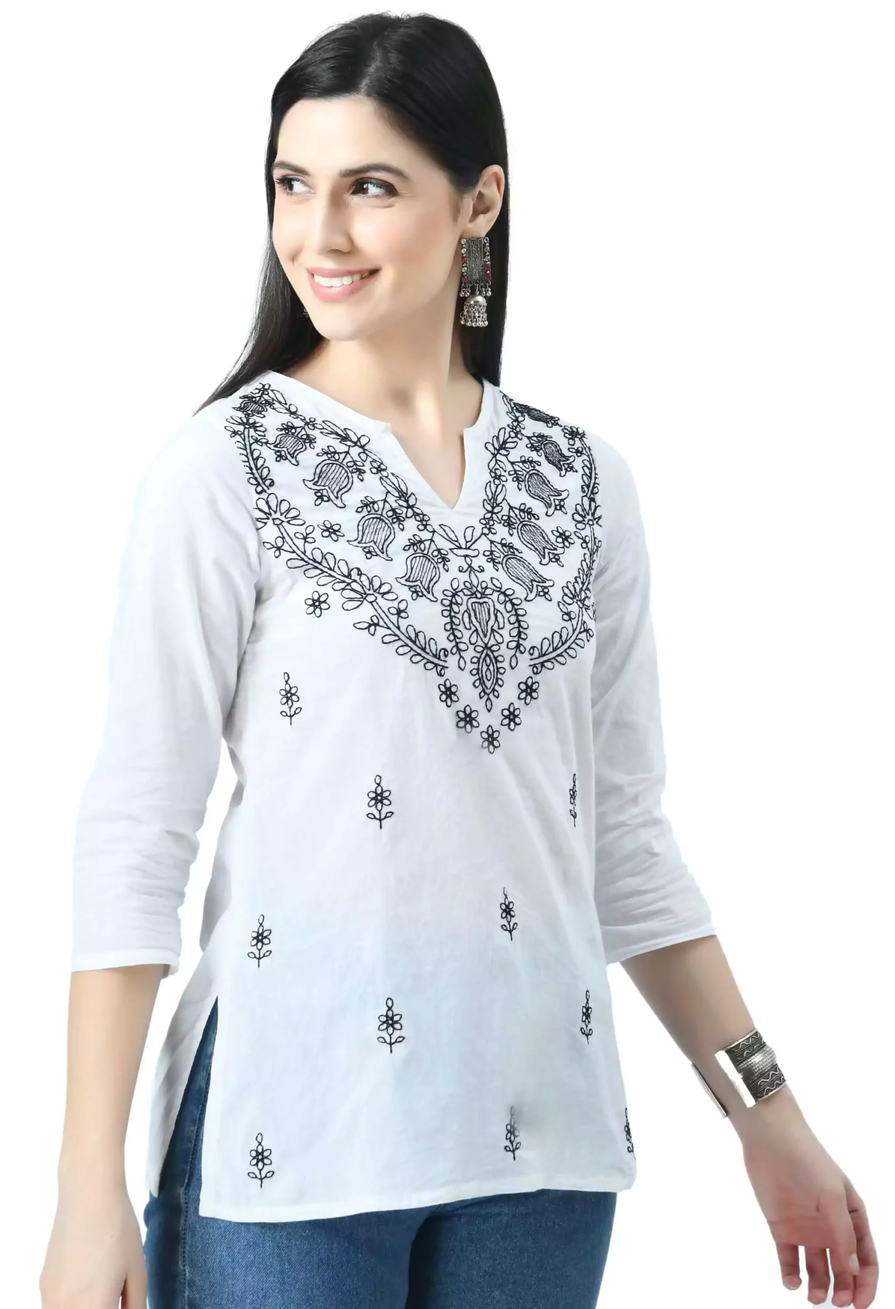White Chikankari Short Kurti - Image 7