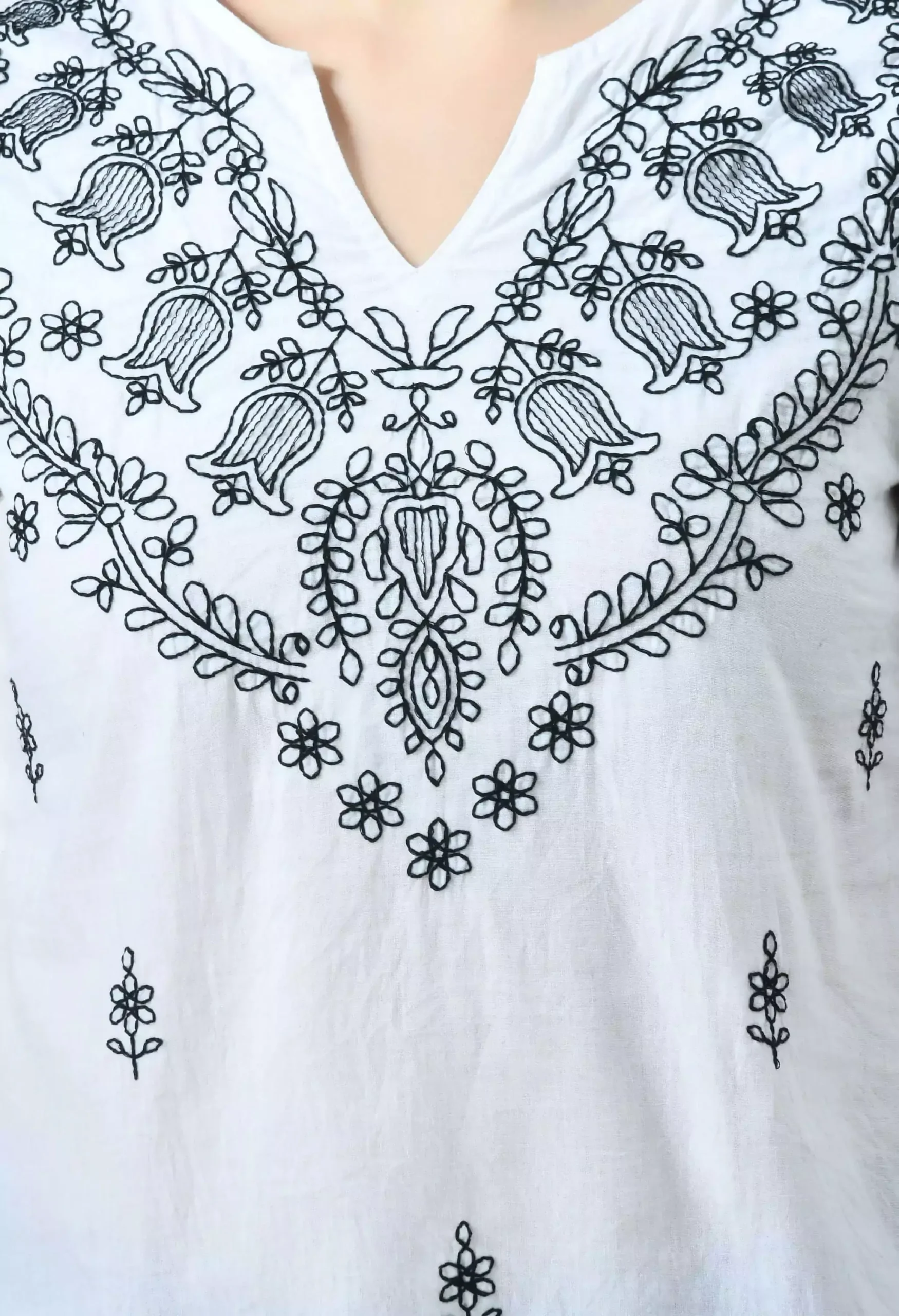 White Chikankari Short Kurti - Image 2